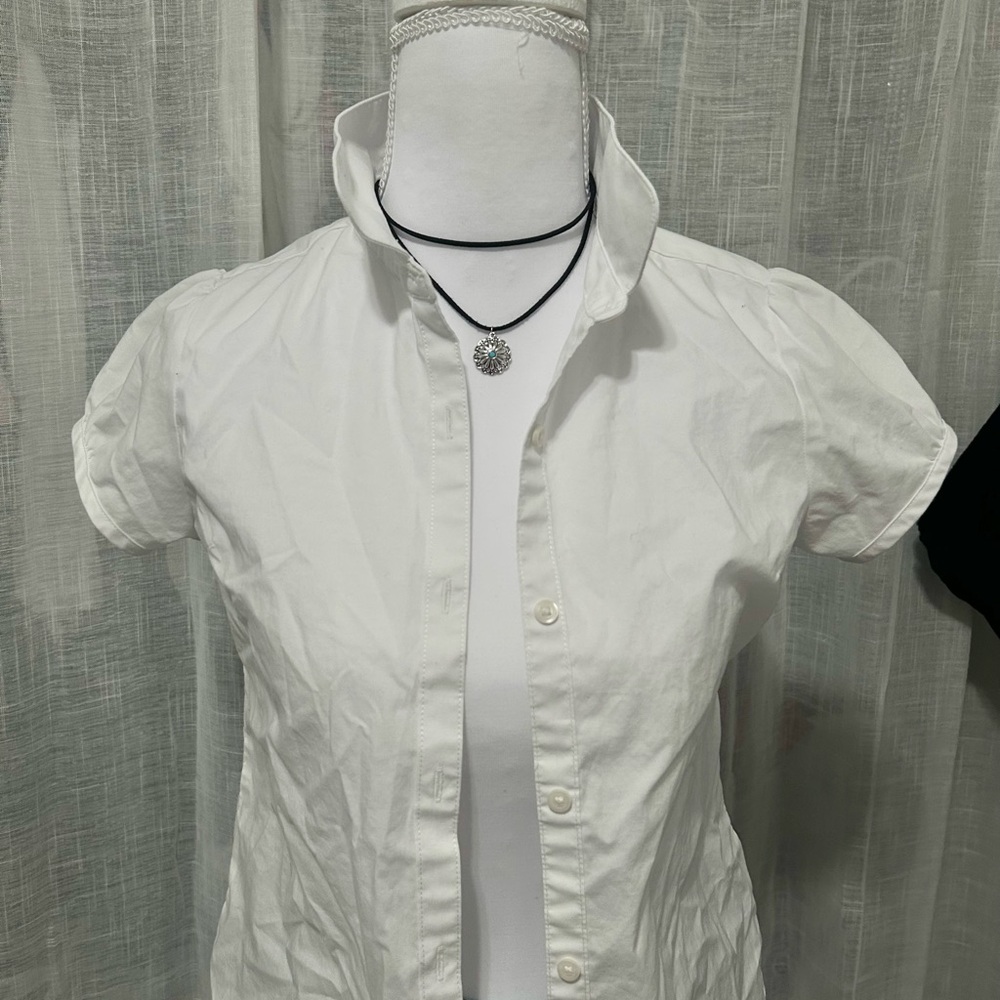 White Short Sleeve Button-Up Shirt